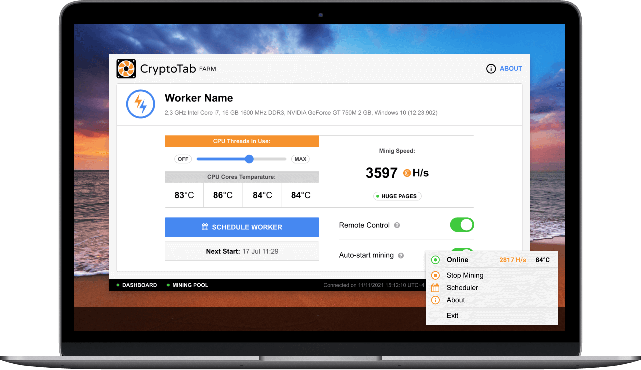 crypto tab browser start